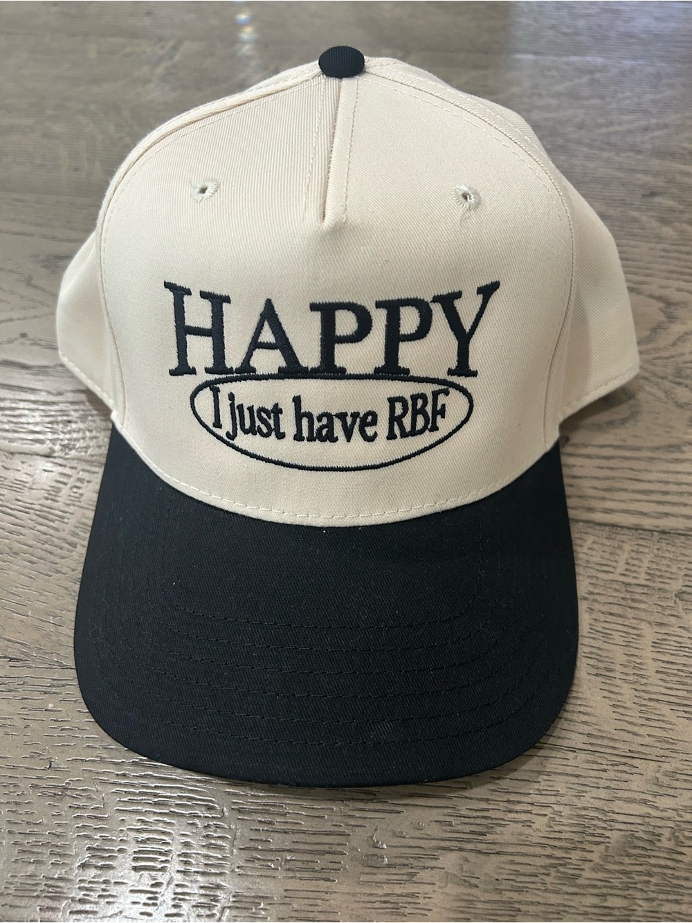 Happy "I Just Have RBF" Two-Tone Baseball Cap - Cream & Black
